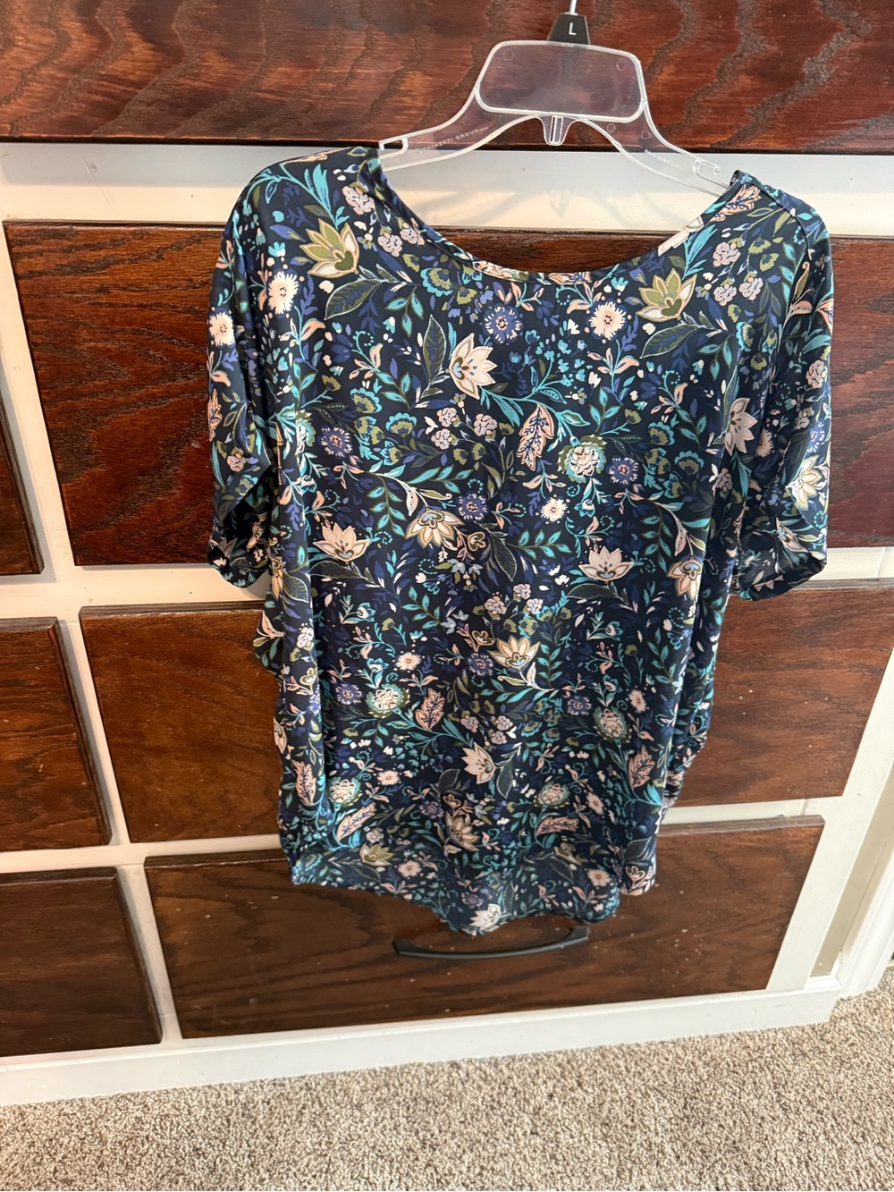 Maurices Navy Floral Short-Sleeve Tee with Teal & Cream Accents